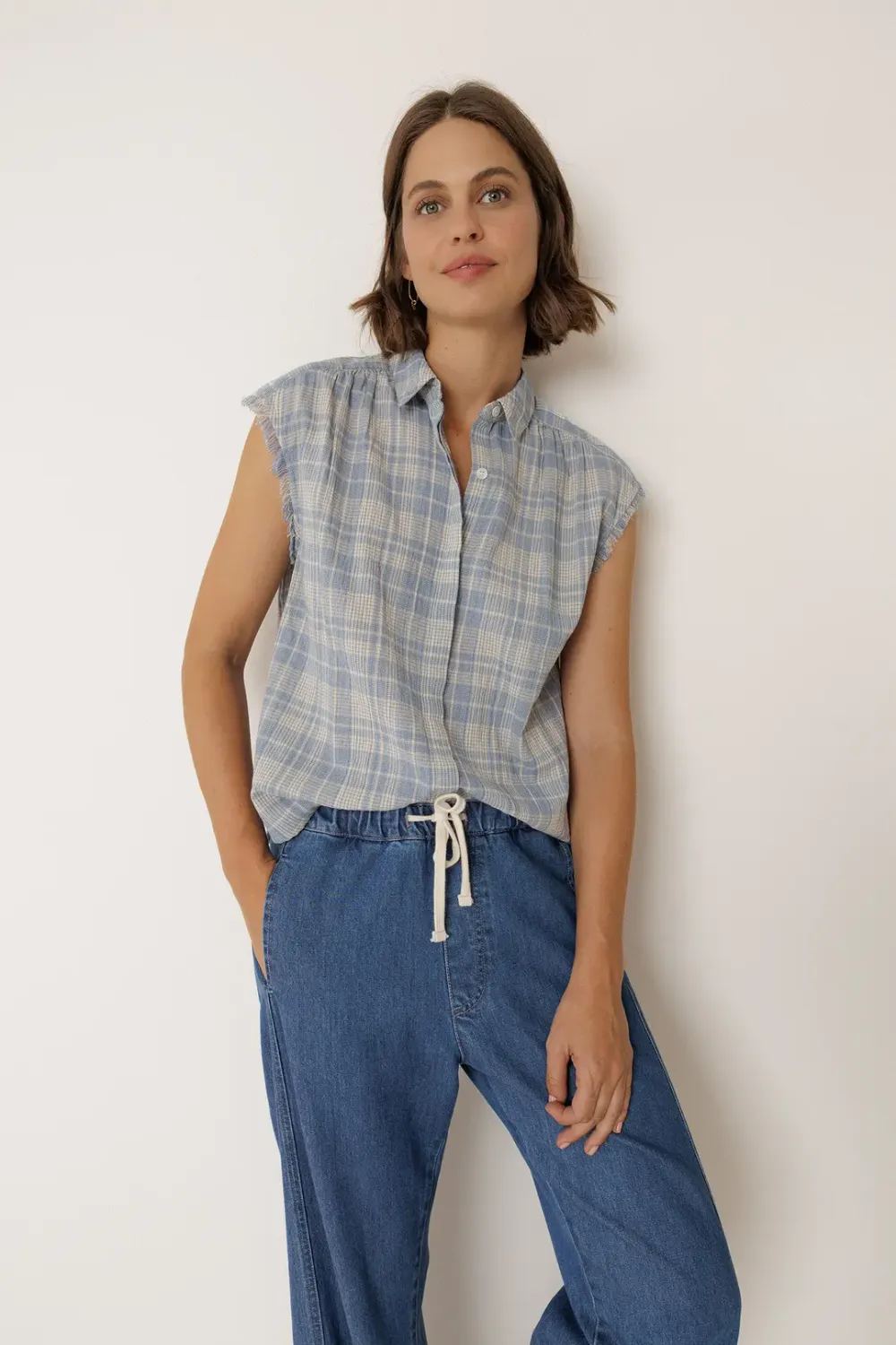 Bluse Lore, zart kariert, Blau Bluse Lore, zart kariert, Blau