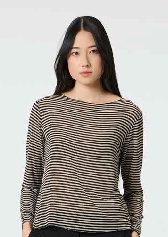 T-Shirt gestreift mit Kaschmir T-Shirt gestreift mit Kaschmir