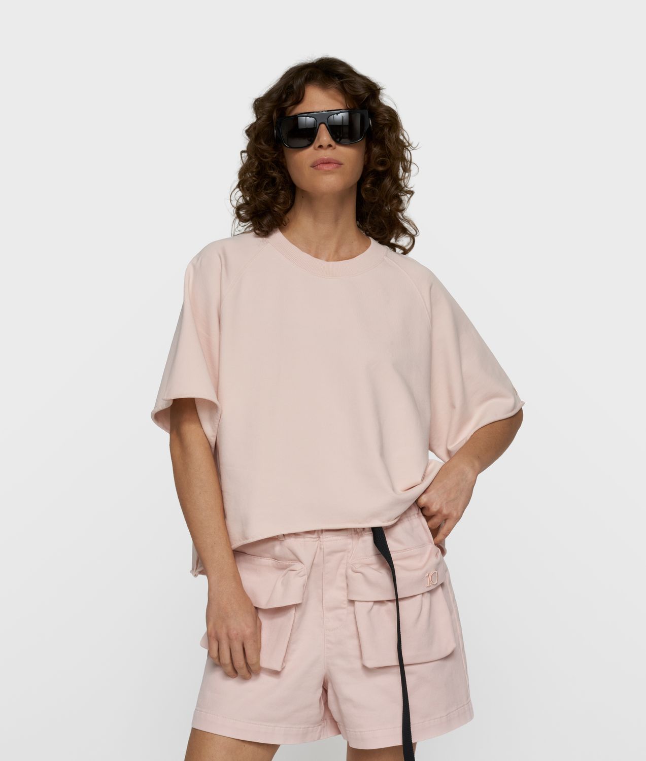 Shirt ohne Bündchen, Kurzarm, Rosé