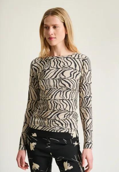 Basicshirt beige-schwarz gemustert Basicshirt beige-schwarz gemustert