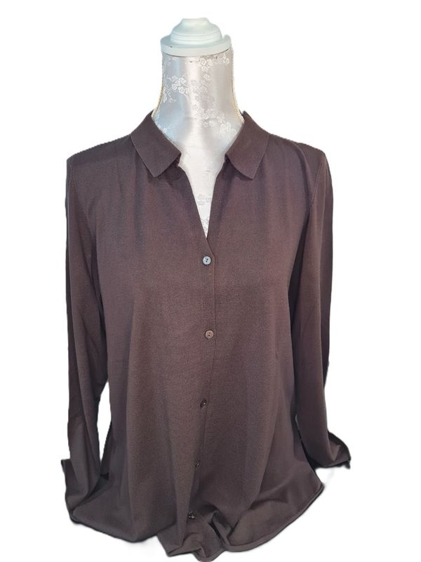 Bluse mit Cupro, Schokobraun oder Silbergrau Bluse mit Cupro, Schokobraun oder Silbergrau