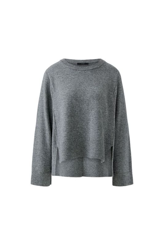 Pullover, vorne kurz, hinten lang, Grau meliert Pullover, vorne kurz, hinten lang, Grau meliert