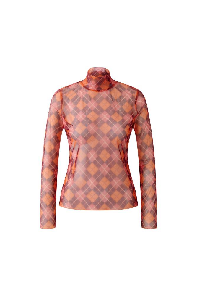 Shirt Langarm halbtransparent dark red