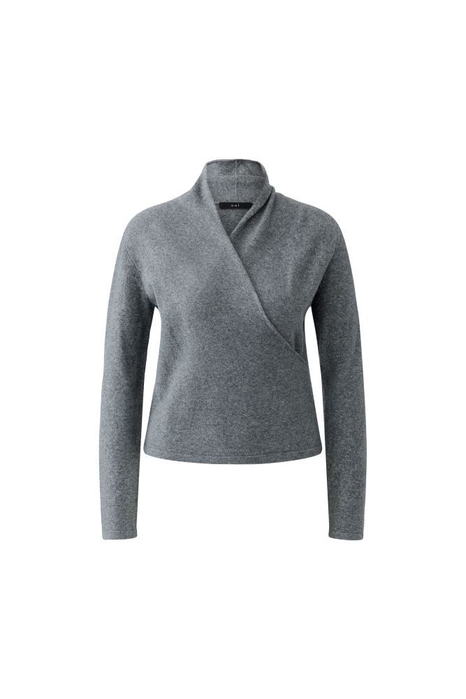 Pullover Wickeloptik Grau meliert Pullover Wickeloptik Grau meliert