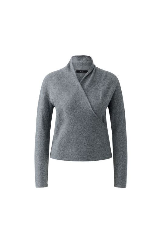 Pullover Wickeloptik Grau meliert Pullover Wickeloptik Grau meliert