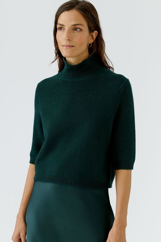 Pullover mit verkürzten Ärmeln, Tiefgrün