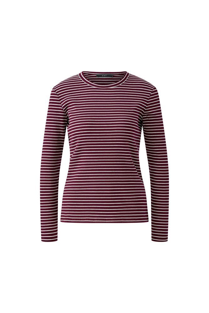 Shirt, gestrickt, Bordeaux mit weißen Streifen Shirt, gestrickt, Bordeaux mit weißen Streifen