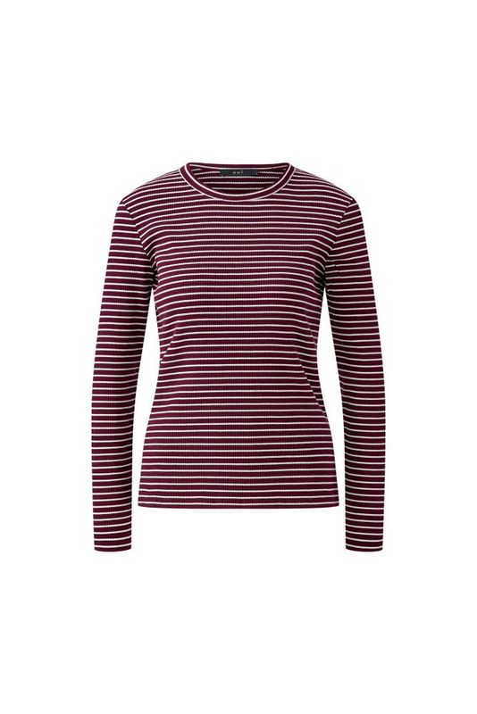 Shirt, gestrickt, Bordeaux mit weißen Streifen