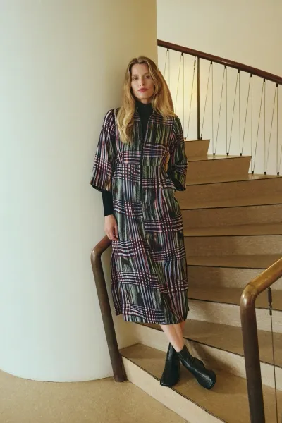 Kleid mit Reißverschluss, Karo, Herbsttöne Kleid mit Reißverschluss, Karo, Herbsttöne