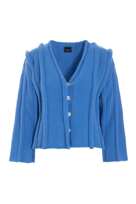 Strick-Cardigan mit Rippen, Blau Strick-Cardigan mit Rippen, Blau