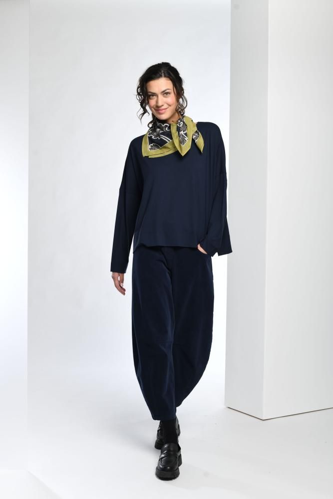 Boulehose Cordsamt Mitternachtsblau