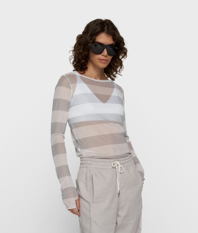 Shirt Basic, gestreift, halbtransparent