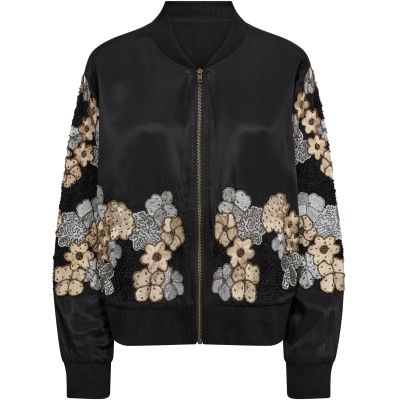Jacke, Blouson, Schwarz, mit Perlenstickerei Jacke, Blouson, Schwarz, mit Perlenstickerei