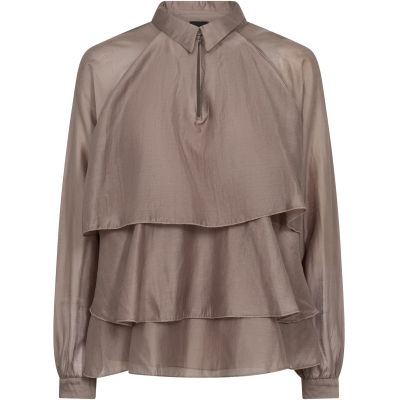 Bluse im Lagenlook, Taupe Bluse im Lagenlook, Taupe