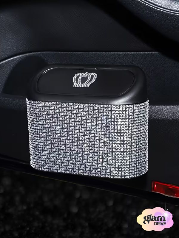 Błyszczący Kryształowy Kosz na Śmieci do Samochodu GlamDrive