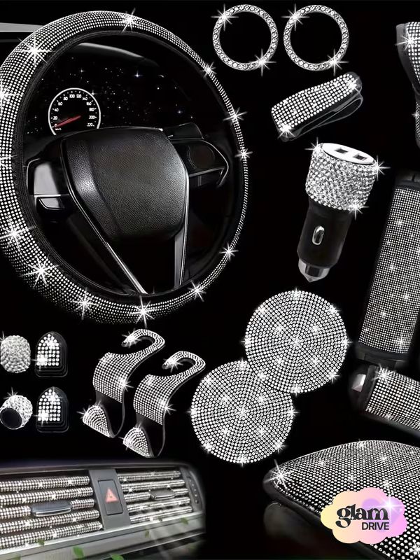 Zestaw 27 Elementów GlamDrive dla Kobiet – Stylowy Glamour do Wnętrza Auta
