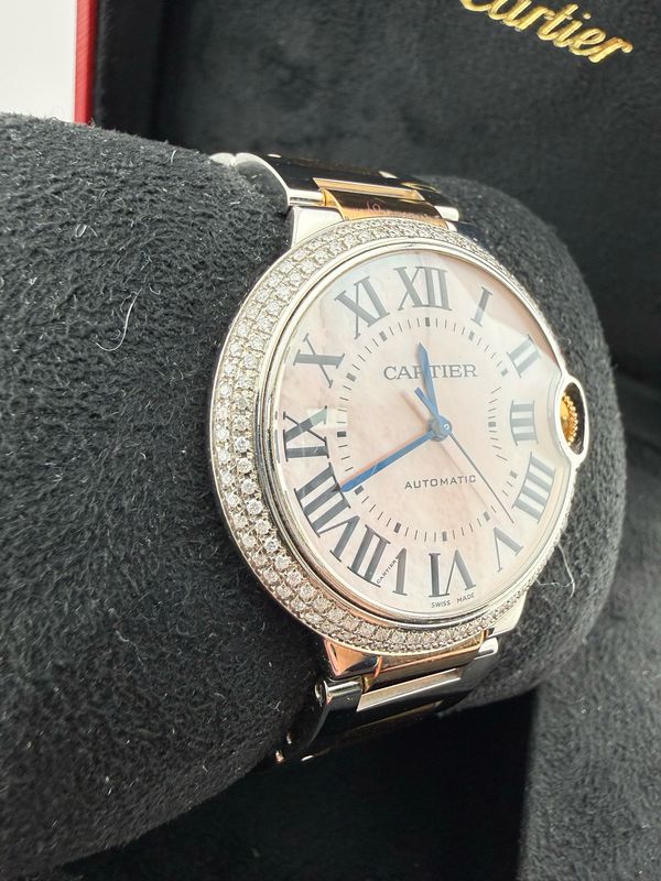Cartier Ballon Bleu 36mm Two Tone Rose Gold Stainless Steel Pink MOP (ref: 3284)