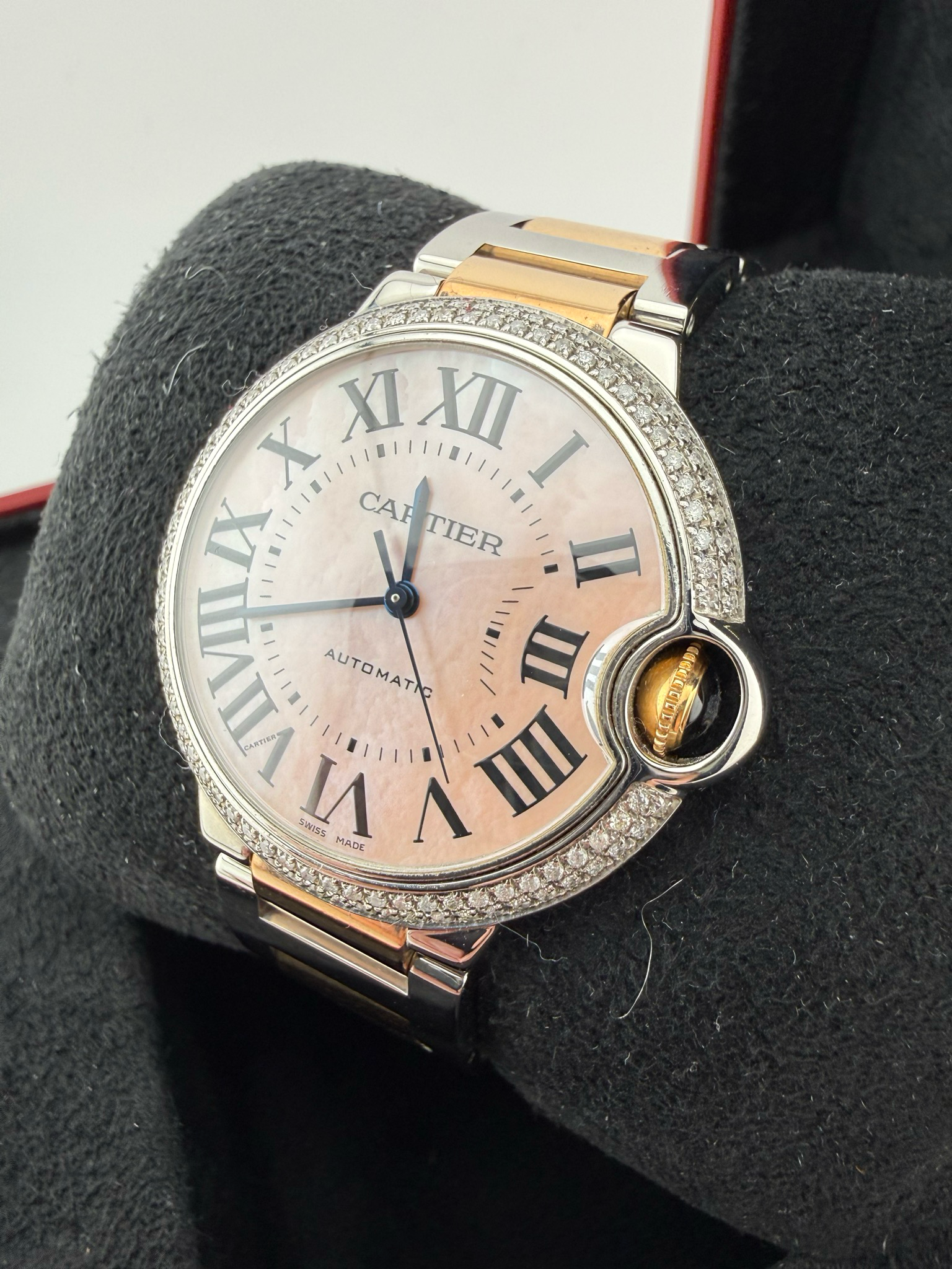 Cartier Ballon Bleu 36mm Two Tone Rose Gold Stainless Steel Pink MOP (ref: 3284)