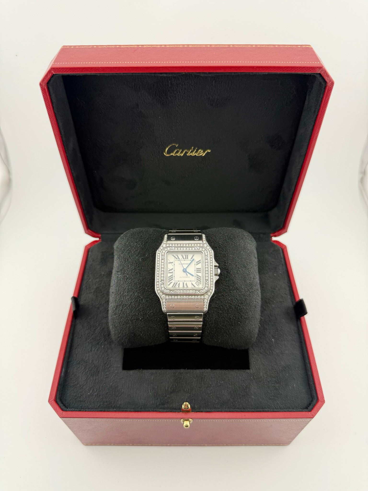 Cartier Santos 33mm Stainless Steel w Diamonds (ref: 2823)