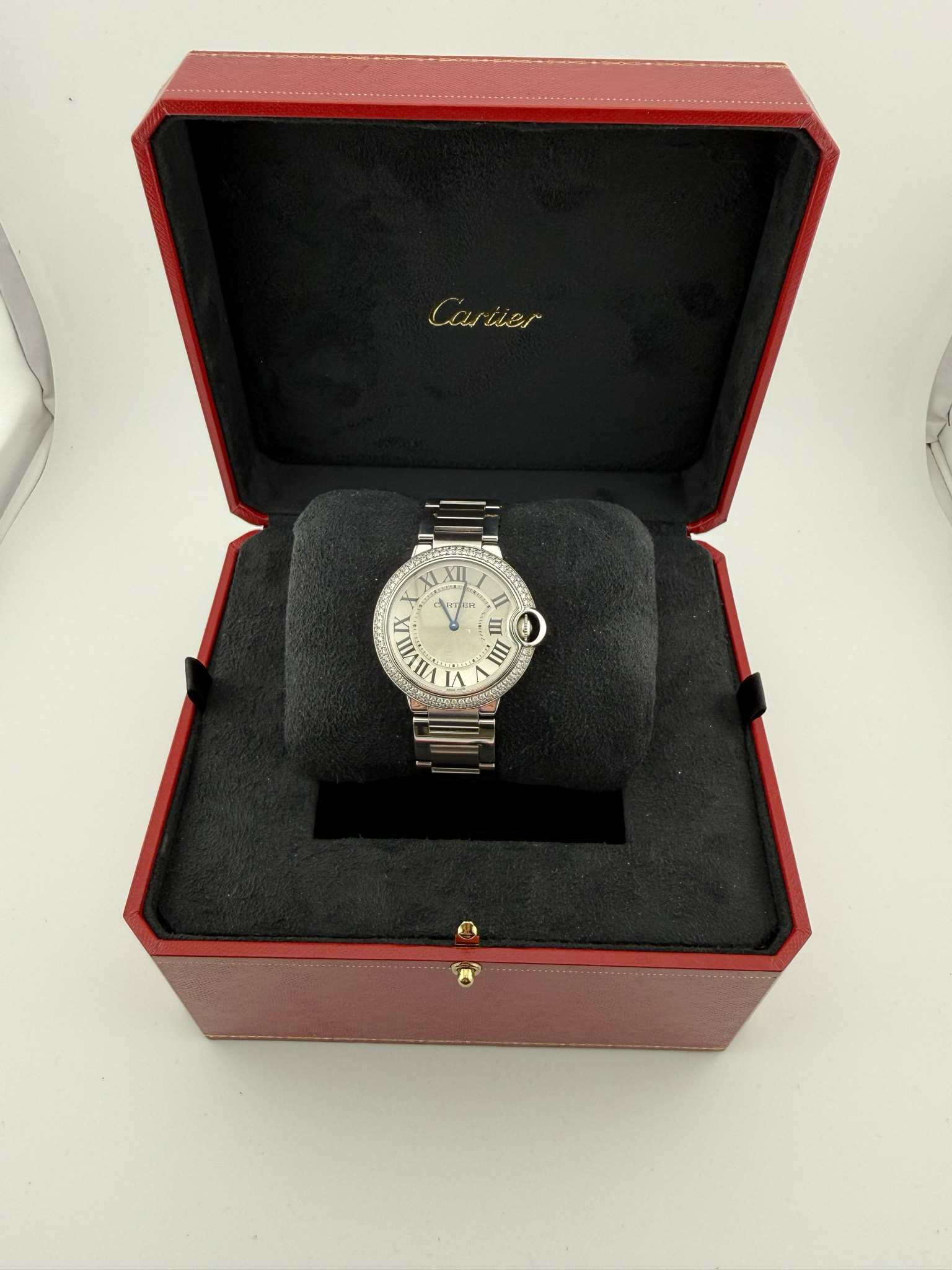Cartier Ballon Bleu 36mm Stainless Steel w Diamonds (ref: 3005)