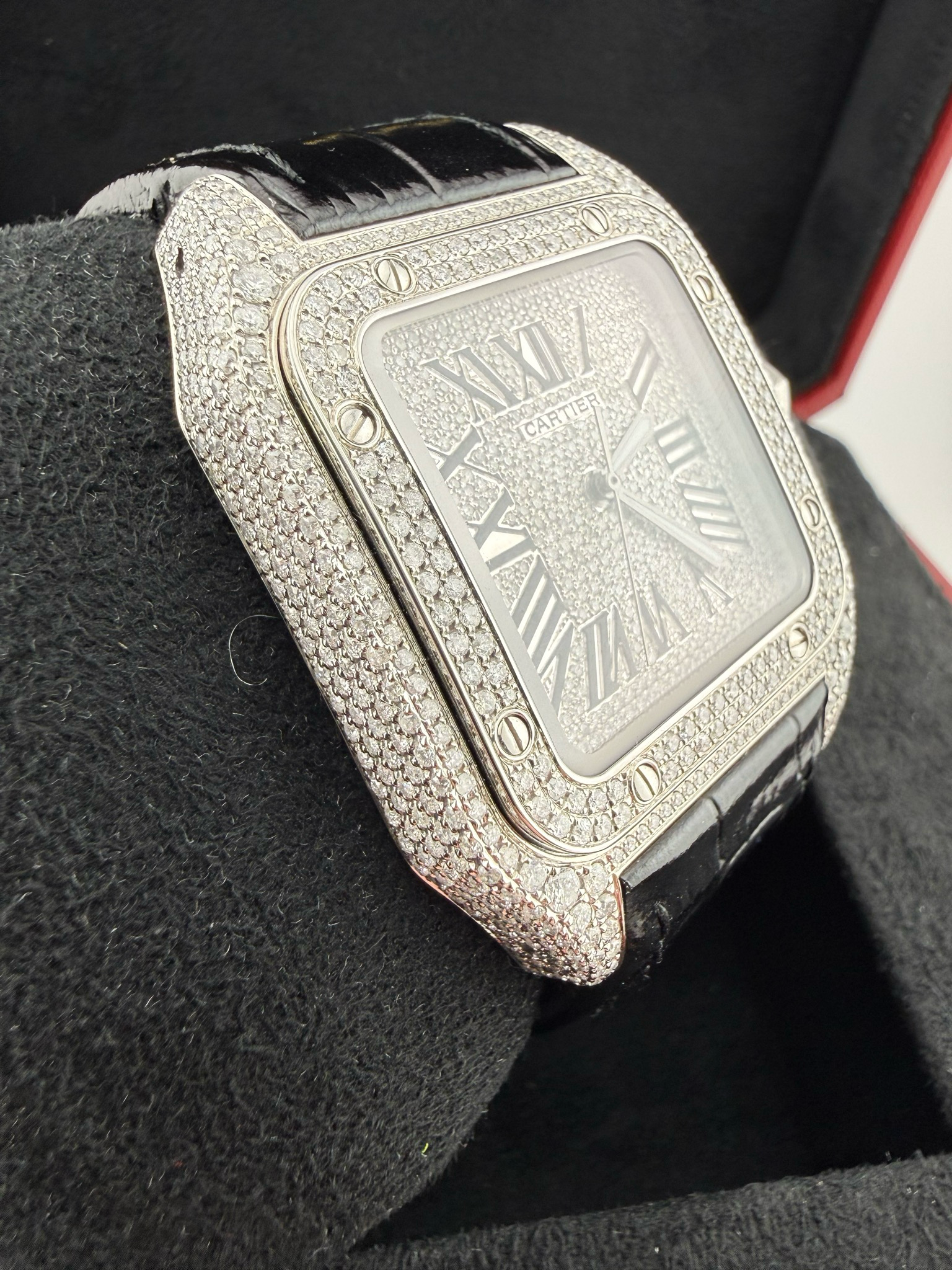Cartier Santos 100 40mm Stainless Steel w Diamonds (ref: 2823)