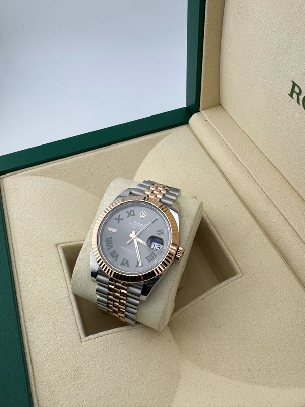 2021 Rolex Datejust 41mm Two Tone 18K Rose Gold Stainless Steel Wimbledon (ref:126331)