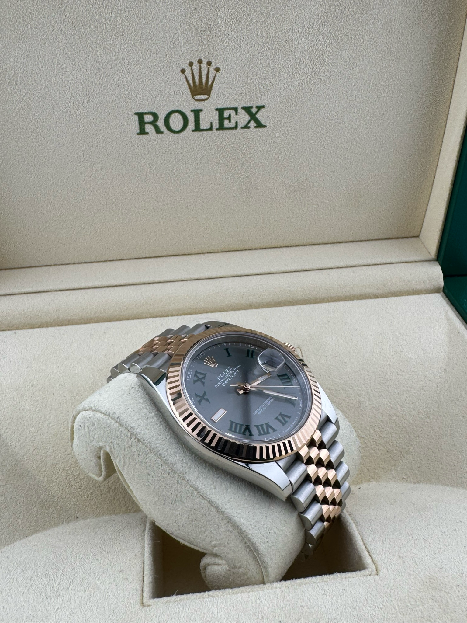 2021 Rolex Datejust 41mm Two Tone 18K Rose Gold Stainless Steel Wimbledon (ref:126331)