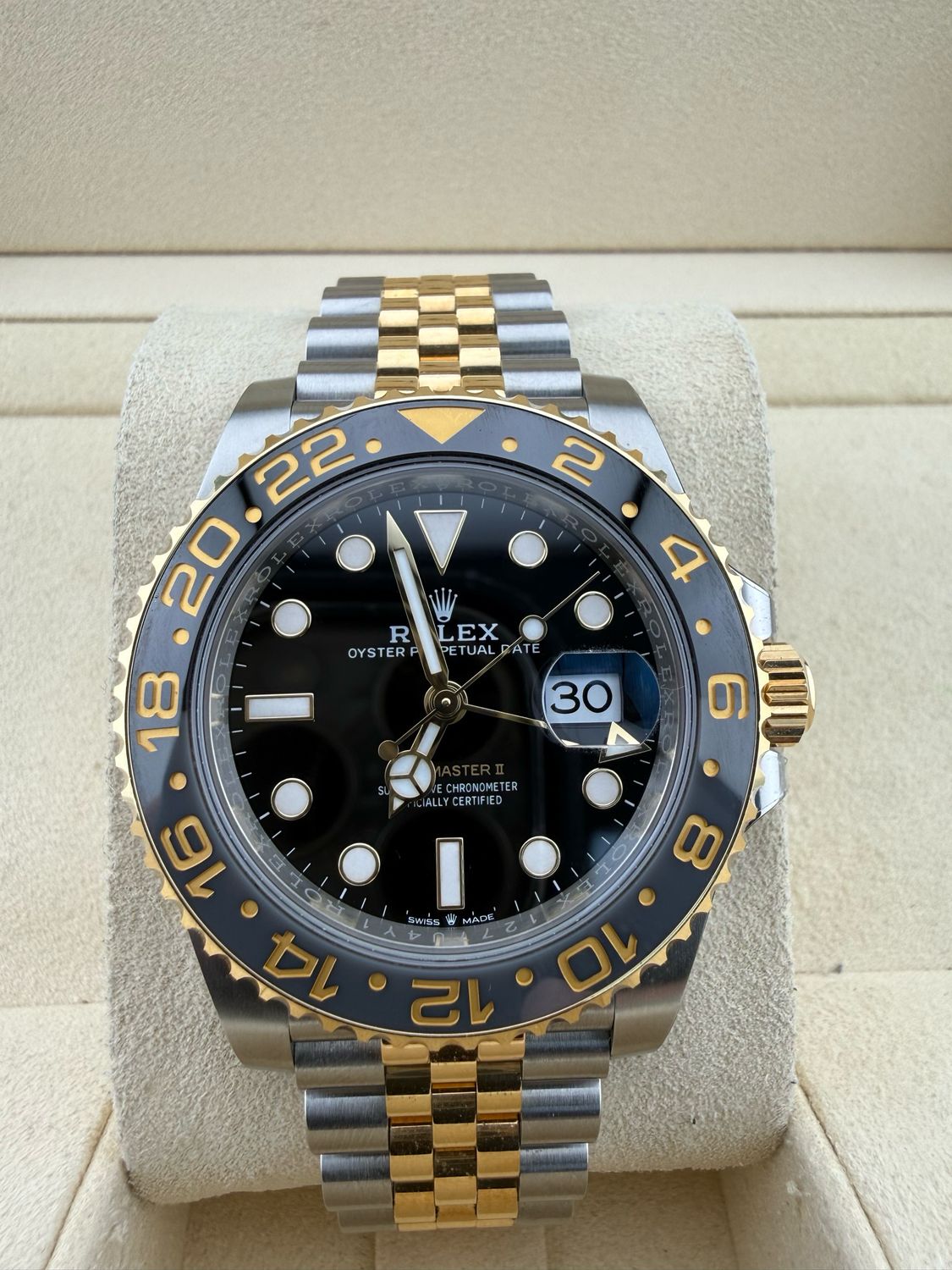 2024 Rolex GMT-Master II 40mm Two Tone 18K Gold Stainless Steel Zombie (ref: 126713grnr)