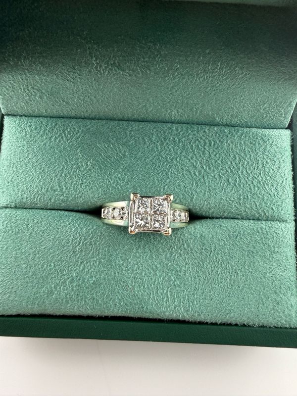 14K White Gold Natural Diamond Ring Stackable Set