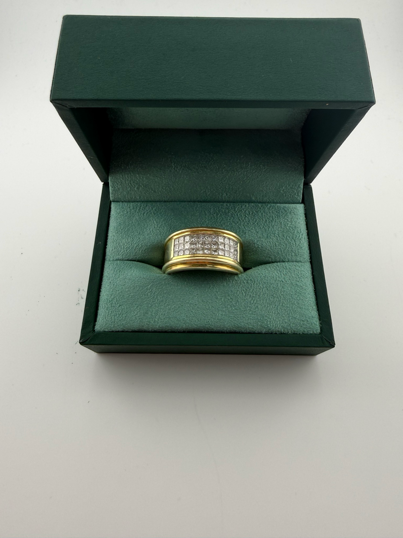 14K Yellow Gold Princess Cut Rows of Diamonds Ring