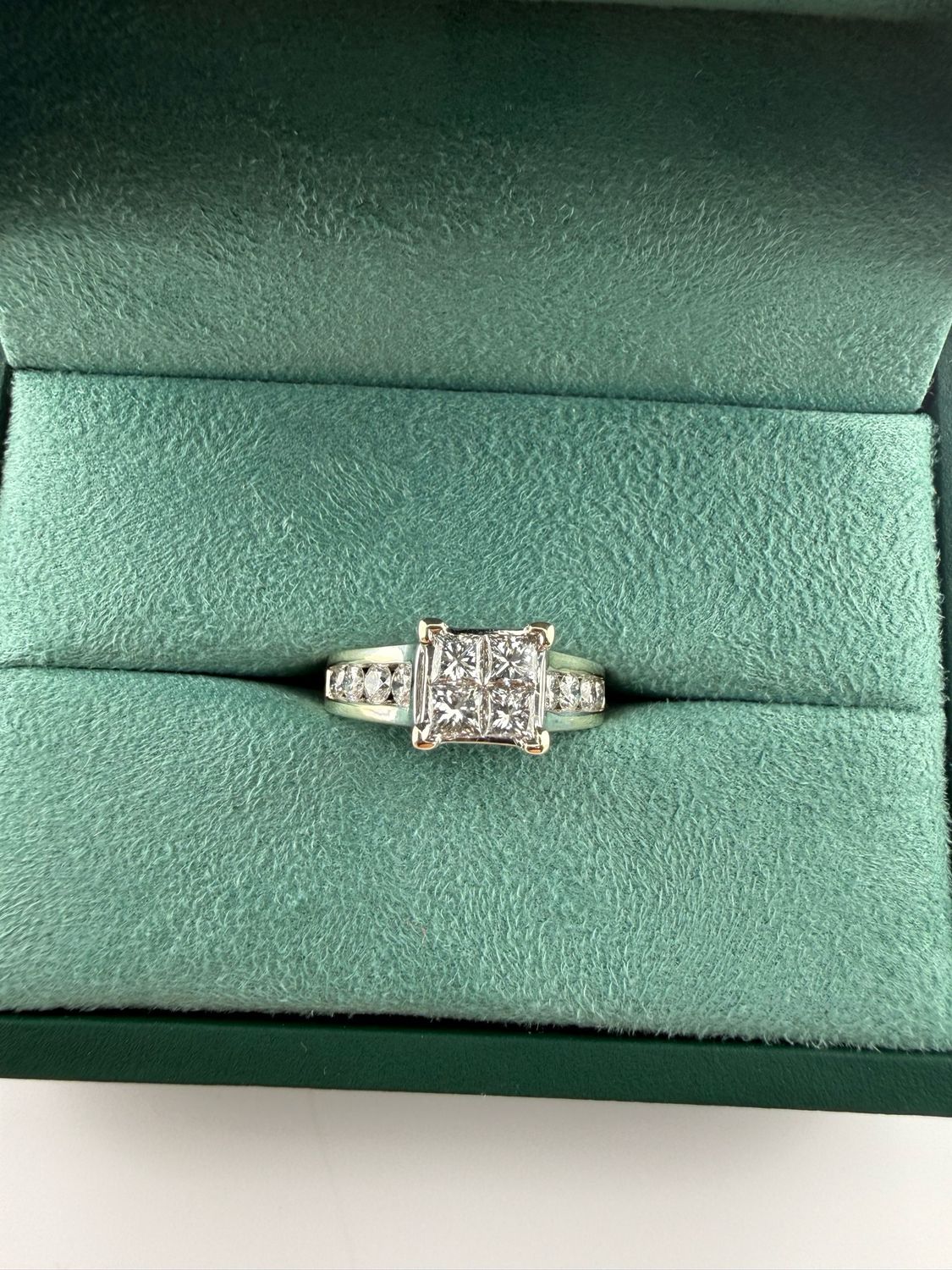 14K White Gold Emerald Cut Stackable Rings Set of 2