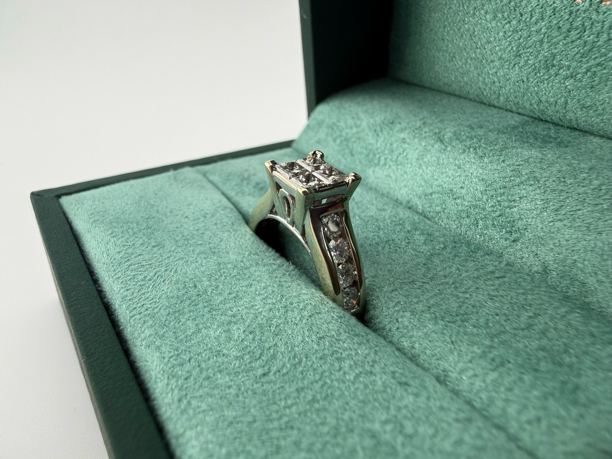 14K White Gold Emerald Cut Stackable Rings Set of 2