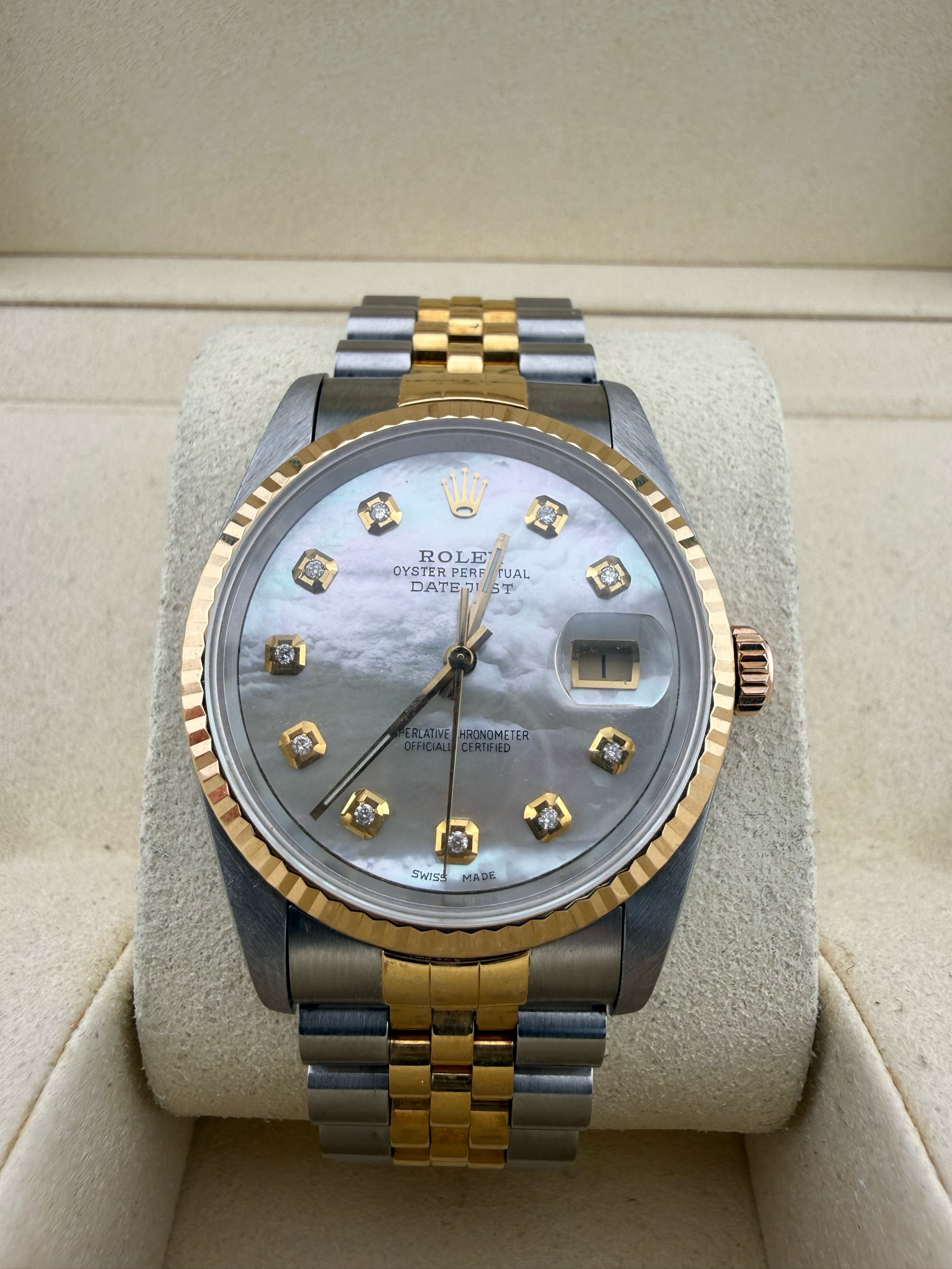 1988 Rolex Datejust 36mm Two Tone Stainless Steel 18K Yellow Gold (ref: 16233)