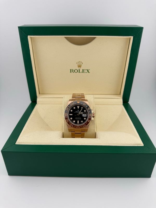 2019 Rolex GMT Master Root Beer 40mm 18K Ever Rose Gold (ref: 126715chnr)