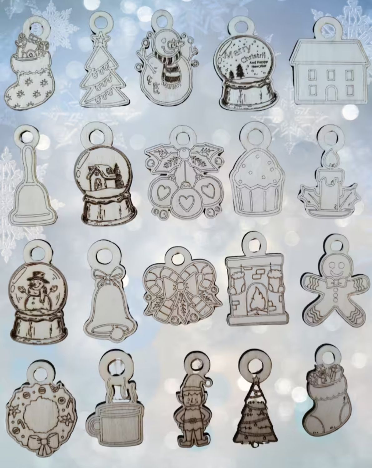 Bombki Świąteczne Grawerowane Zestaw 1 ( 20 szt )