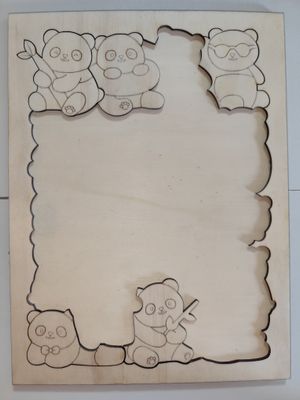 Puzzle dla dzieci Pandy 🐼 – drewniane, do malowania, 19 el. + ramka