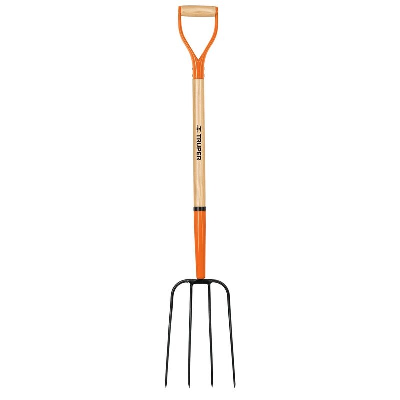 Bieldo para paja, 4 dientes, puño 'Y', mango de 35'