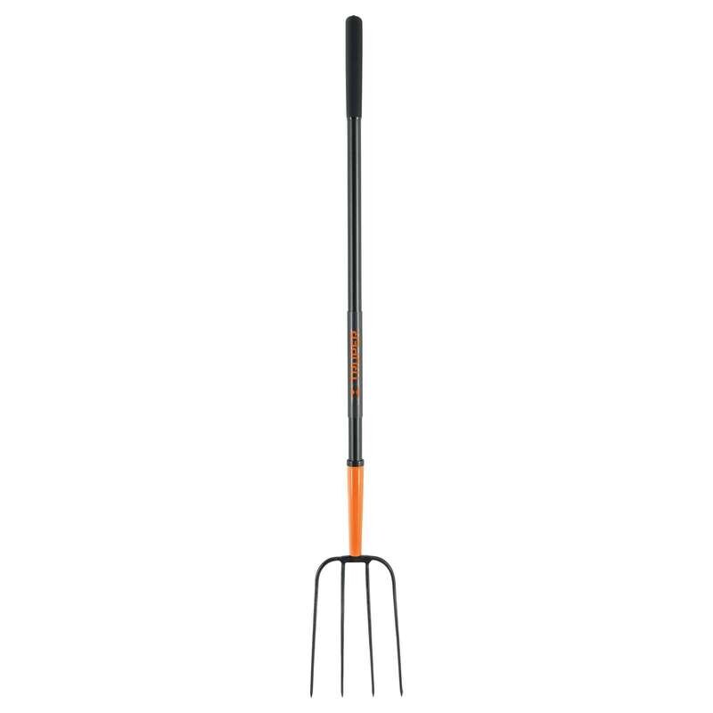 Bieldo para paja, 4 dientes, mango de acero 48'