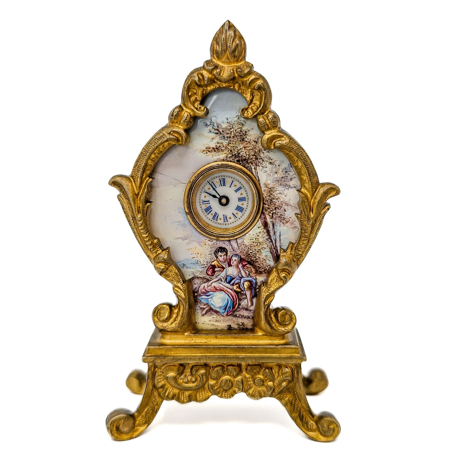Miniature Ornate Viennese Enamel Clock