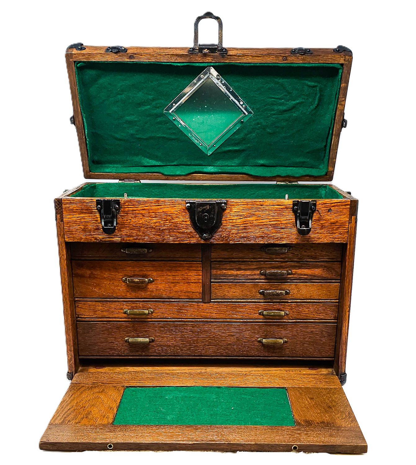 Mid-Century Union 7 Drawers Oak Wood Machinist Chest Tool Box