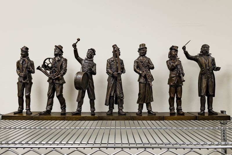 Rare ​Set of 7 Bronze Sculptures; Victorian Era Band