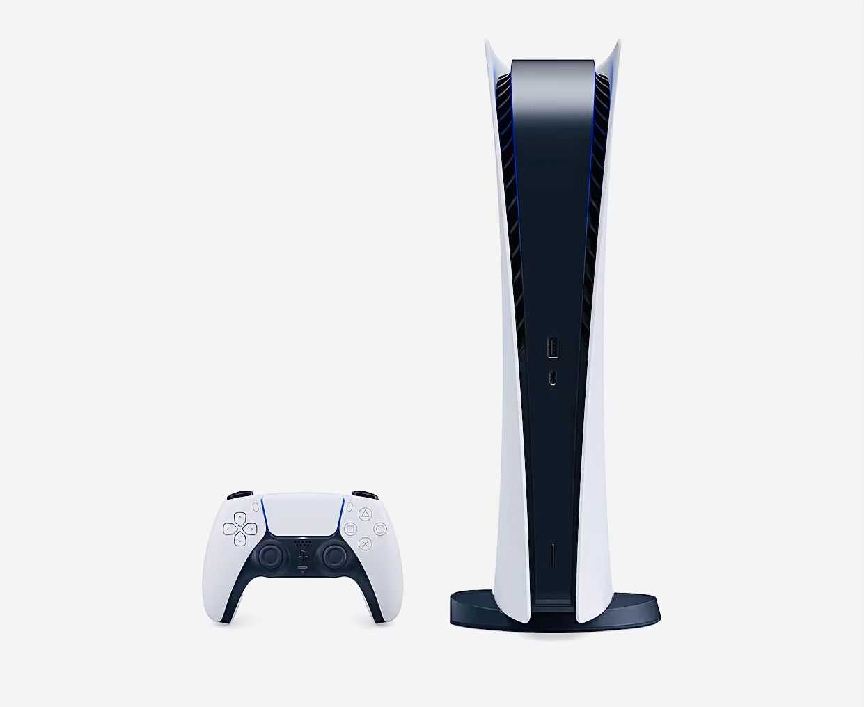 PS5 - Sony PlayStation 5 Digital Edition Gaming Console + Wireless Controller - 16GB GDDR6 RAM, 825GB SSD, 120Hz 8K Output, White