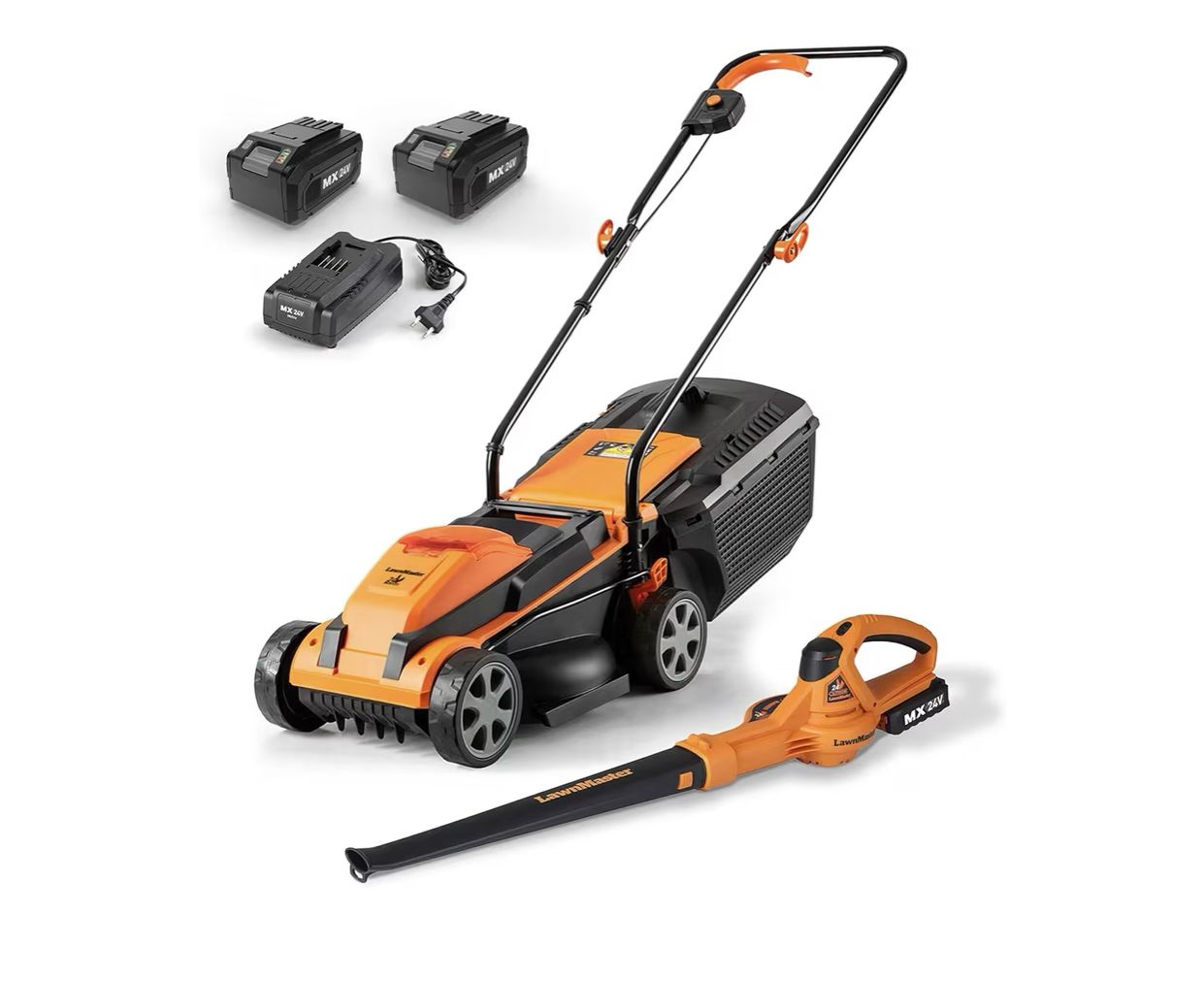 LawnMaster 24VMWBL 24V Max 13-inch Cordless Lawn Mower and Cordless Leaf Blower Combo with 2x4.0Ah Batteries and Charger