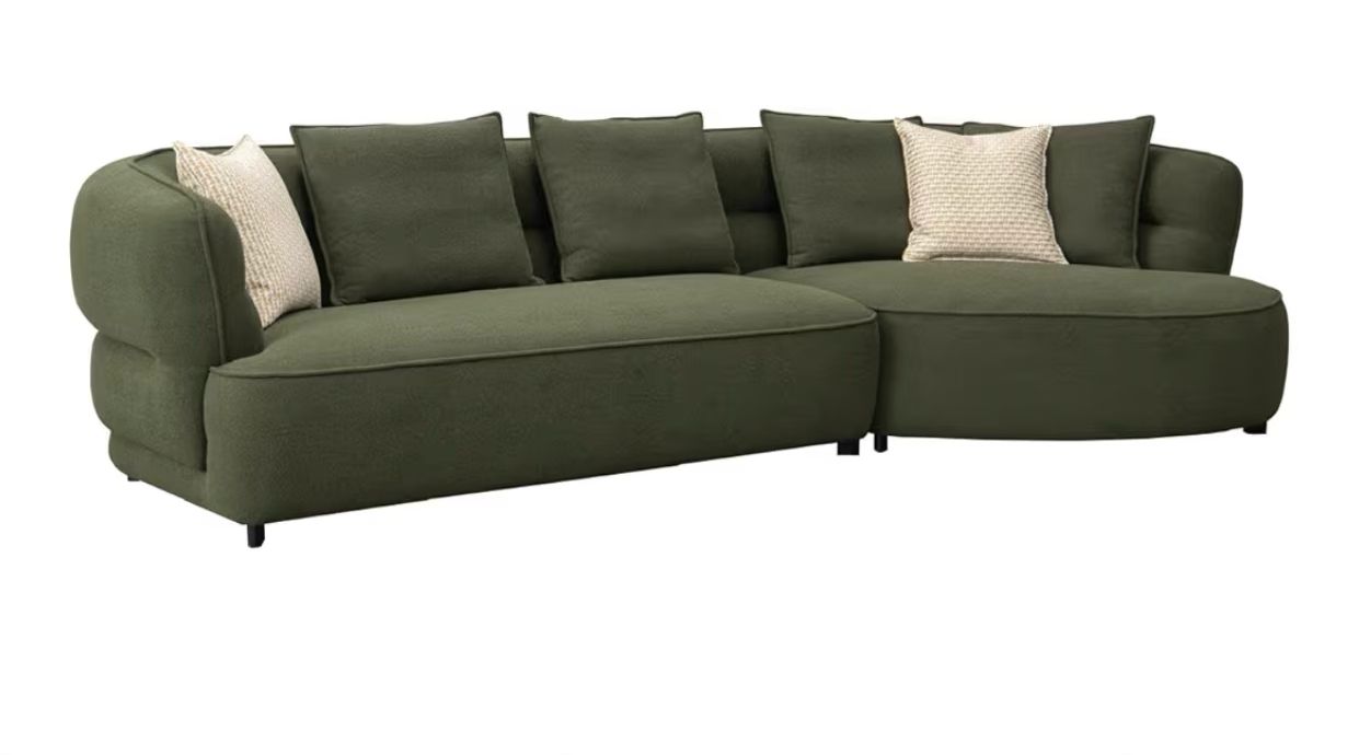 Crafters and Weavers 133" Aurora Collection Upholstered Sectional Sofa in Green