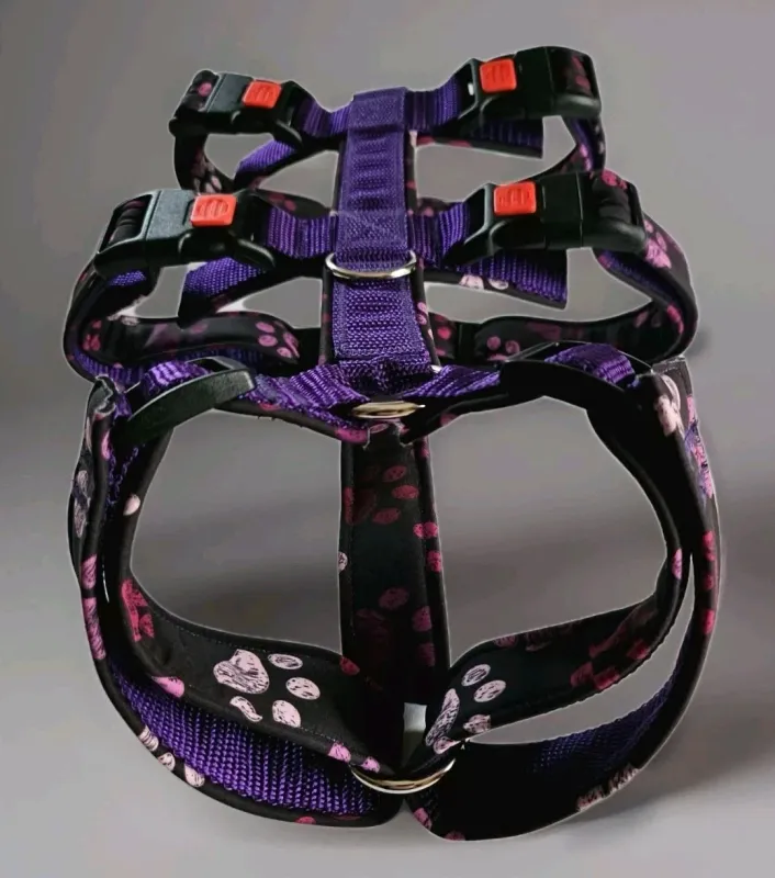 Hundesicherheitsgeschirr Lila/Pfoten