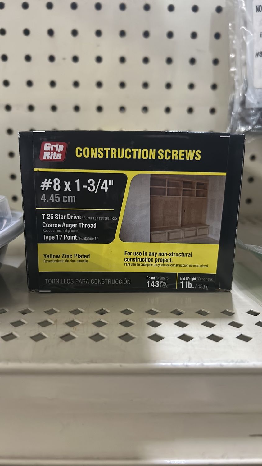 134GCS1 8X1-3/4 CONST SCREW T25 1#M