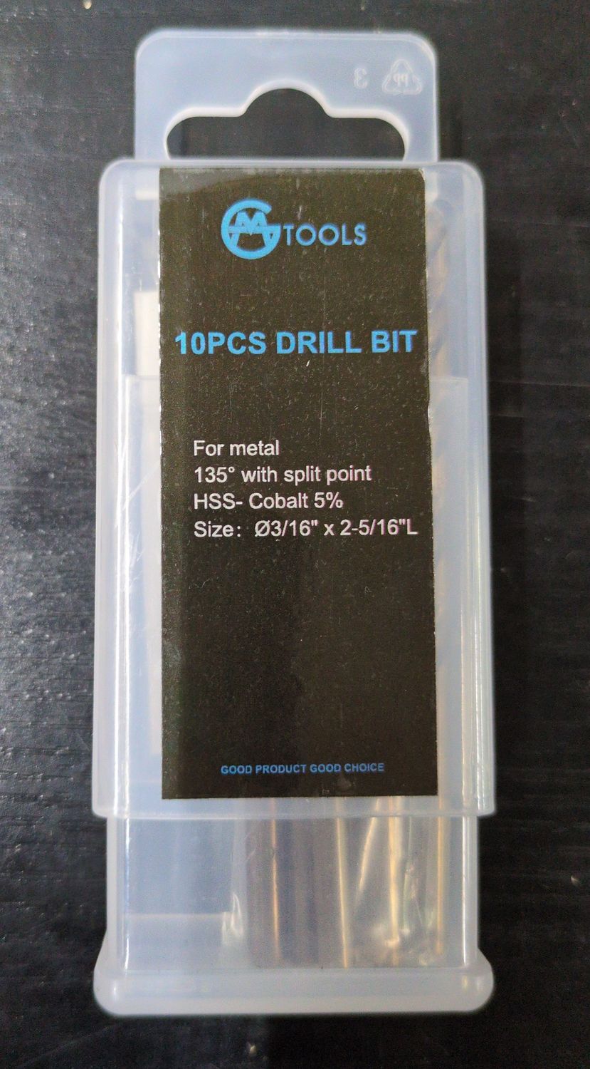 3/16 Cobalt Drill Bit 10pk