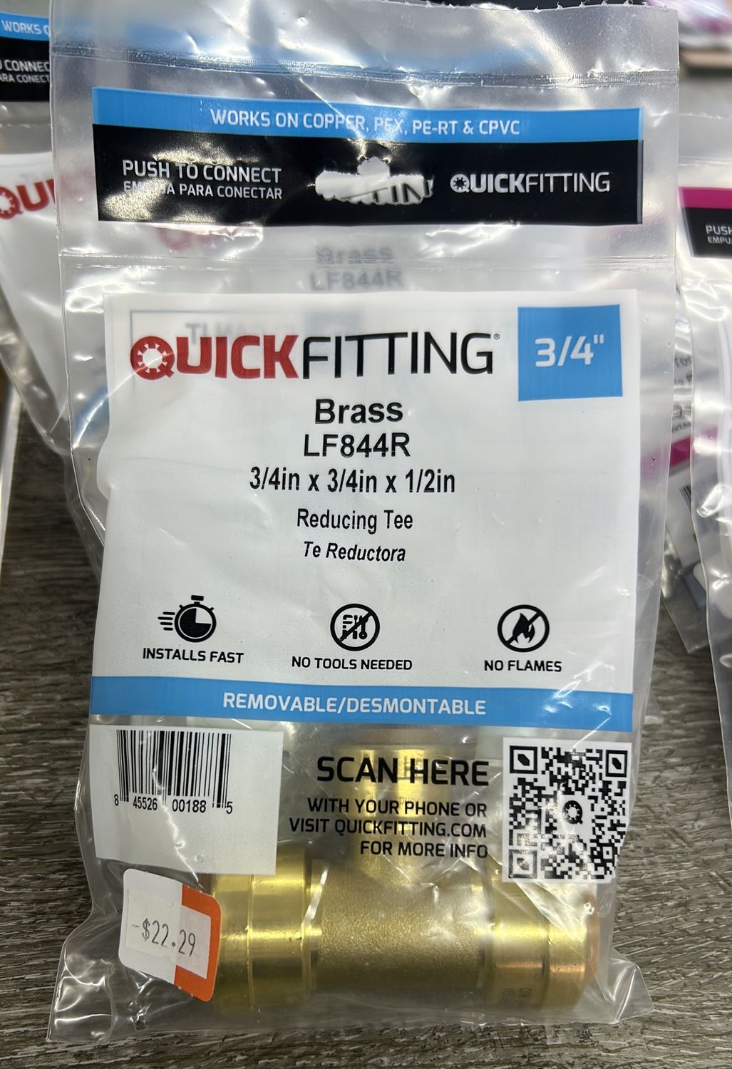 3/4 x 3/4 x 1/2 Reducing T