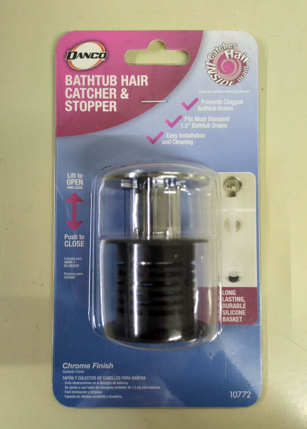 10772 2-IN-1 BATH HAIR CATCHER&amp;STPR