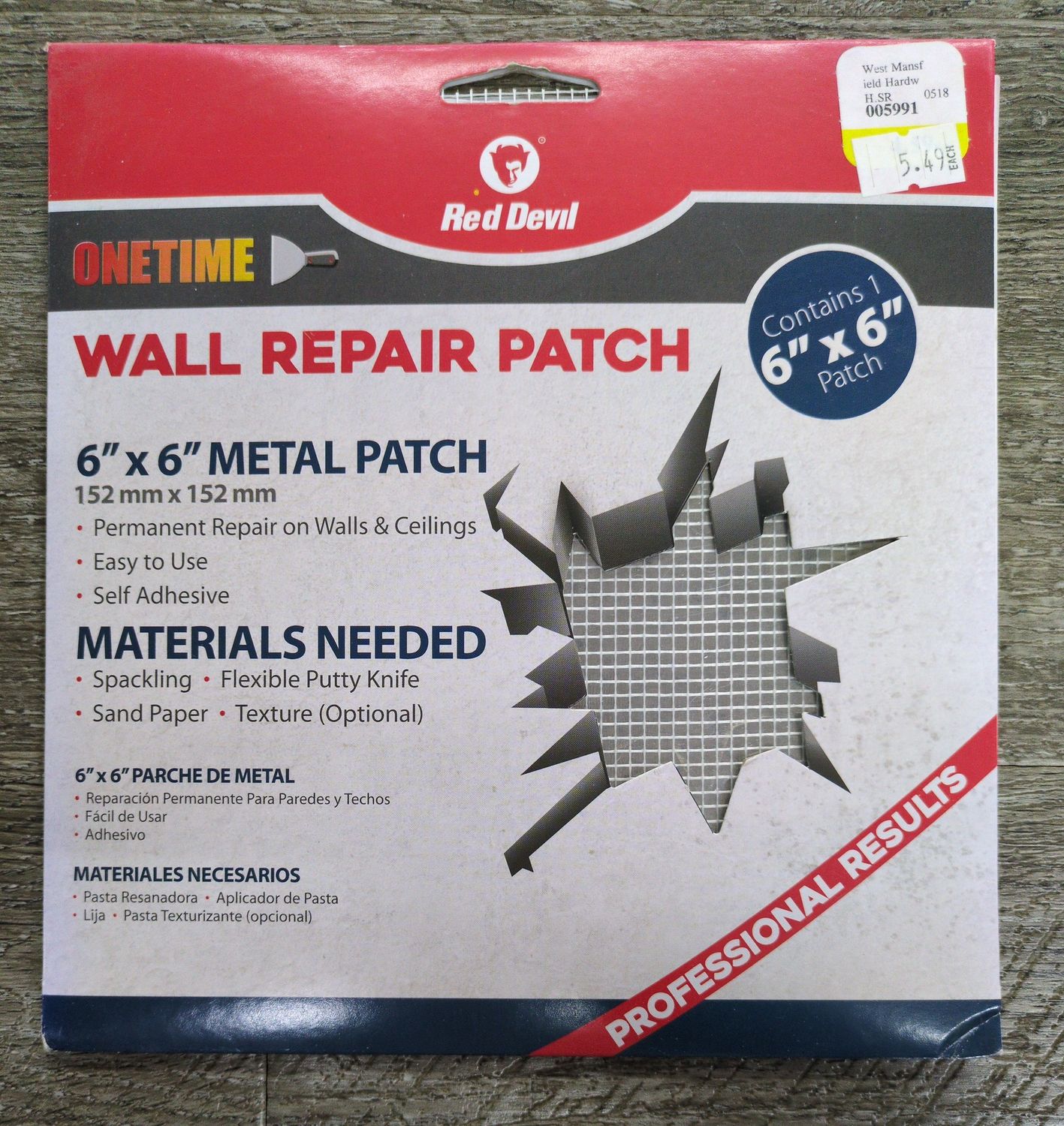 ONETIME Wall Repair Patch 6" x 6"